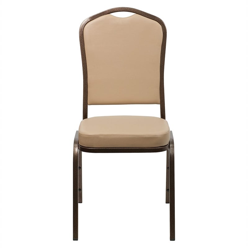 Bowery Hill Transitional Vinyl/Steel Banquet Stacking Chair in Tan