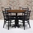 Bowery Hill 5 Piece Round Laminate Table Set in Walnut and Black