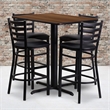 Bowery Hill 5 Piece Rectangular Table Set in Walnut and Black