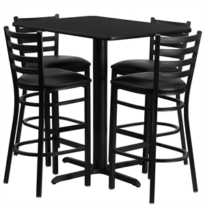 Bowery Hill 5 Piece Rectangular Laminate Table Set in Black