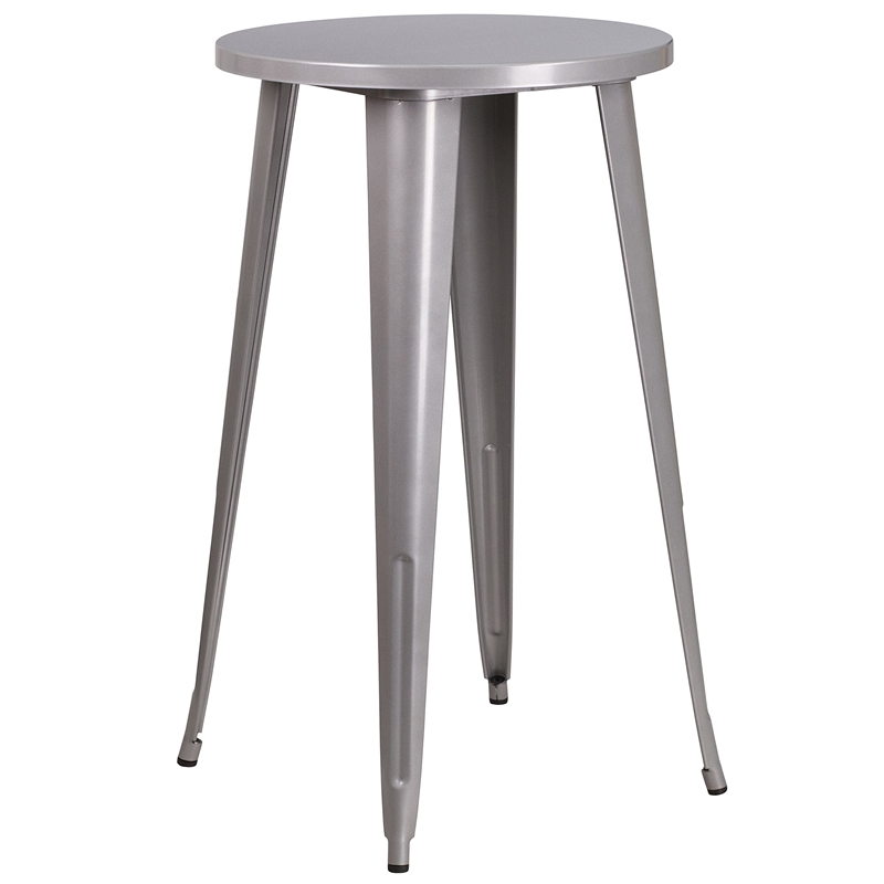 Bowery Hill Metal Patio Bistro Table in Gray