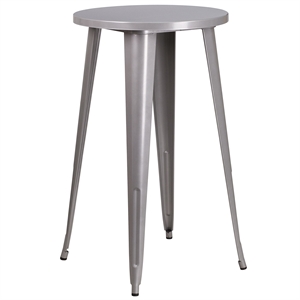 Bowery Hill Metal Patio Bistro Table in Gray