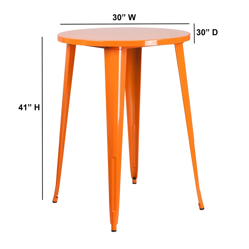 Bowery Hill Metal Patio Bistro Table in Orange