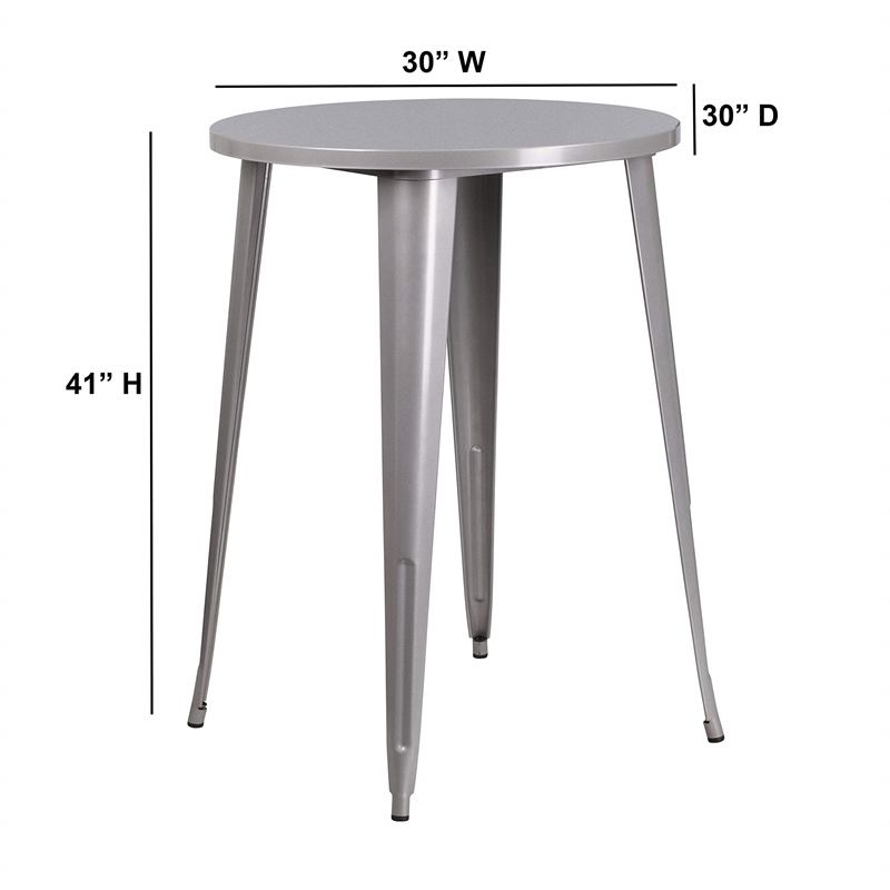 Bowery Hill Metal Patio Bistro Table in Gray