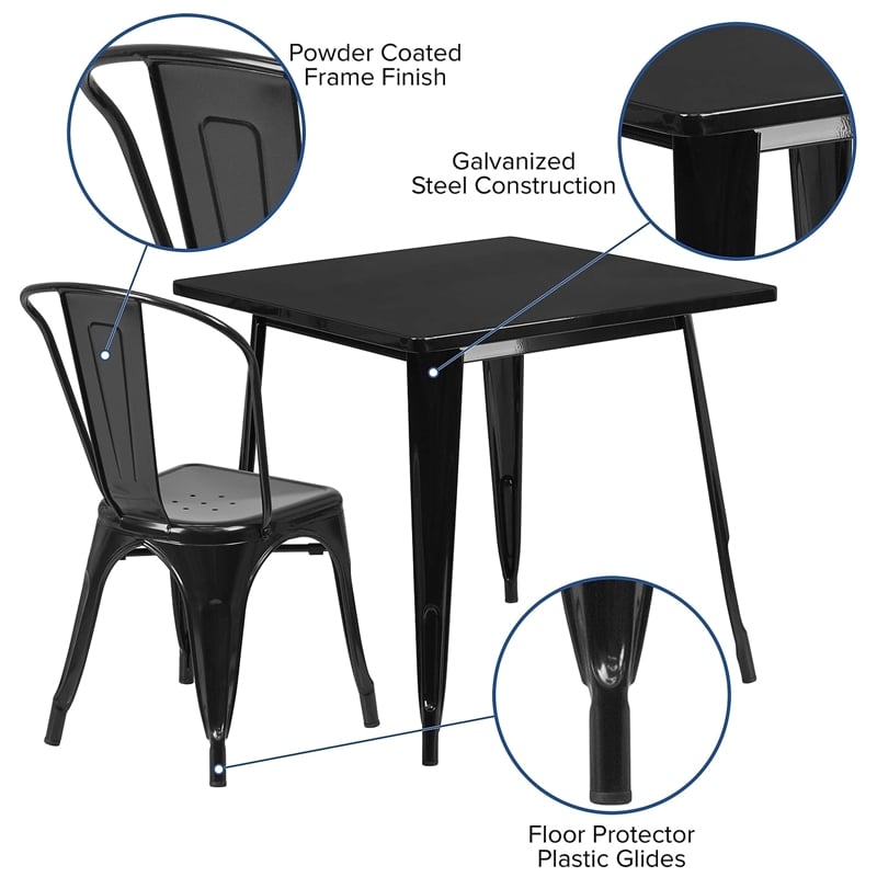 Bowery Hill 5 Piece Iron Metal/Rubber Patio Dining Set in Purple