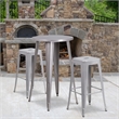Bowery Hill Round Patio Bistro Set in Gray