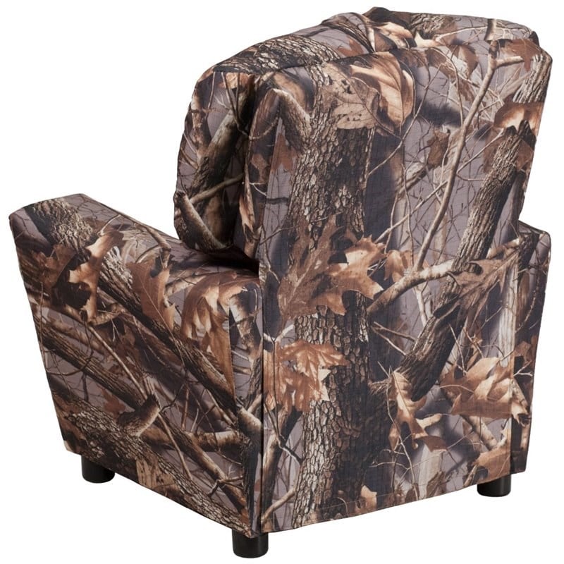Bowery Hill Fabric Camouflage Brown Kids Recliner Cup Holder 28