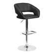 Bowery Hill Faux Leather Black Bar Stool Round Adjustable Swivel 32