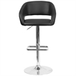 Bowery Hill Faux Leather Black Bar Stool Round Adjustable Swivel 32