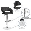 Bowery Hill Faux Leather Black Bar Stool Round Adjustable Swivel 32