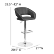 Bowery Hill Faux Leather Black Bar Stool Round Adjustable Swivel 32