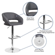 Bowery Hill 32'' Contemporary Faux Leather Adjustable Bar Stool in Gray