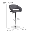 Bowery Hill 32'' Contemporary Faux Leather Adjustable Bar Stool in Gray