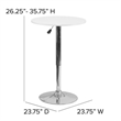Bowery Hill Wood/Chrome Swivel Round Adjustable Bar Table in White