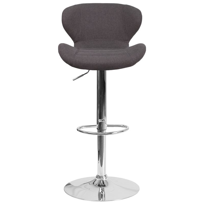 Bowery Hill 33'' Contemporary Fabric Adjustable Bar Stool in Charcoal