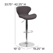 Bowery Hill 33'' Contemporary Fabric Adjustable Bar Stool in Charcoal