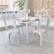 Bowery Hill Metal White Dining Table Square 35.5