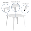 Bowery Hill Metal White Dining Table Square 35.5
