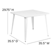 Bowery Hill Metal White Dining Table Square 35.5