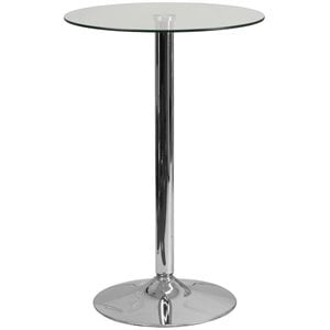 Bowery Hill Glass Clear Bar Table Round Adjustable 23.5&quot