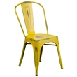 Bowery Hill Metal Dining Chair in Distressed Yellow