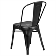 Bowery Hill Metal Distressed Black Dining Chair Rectangular Lightweight 33.5