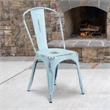 Bowery Hill Metal Dining Chair in Distressed Dream Blue