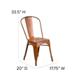 Bowery Hill Metal Dining Chair in Distressed Orange