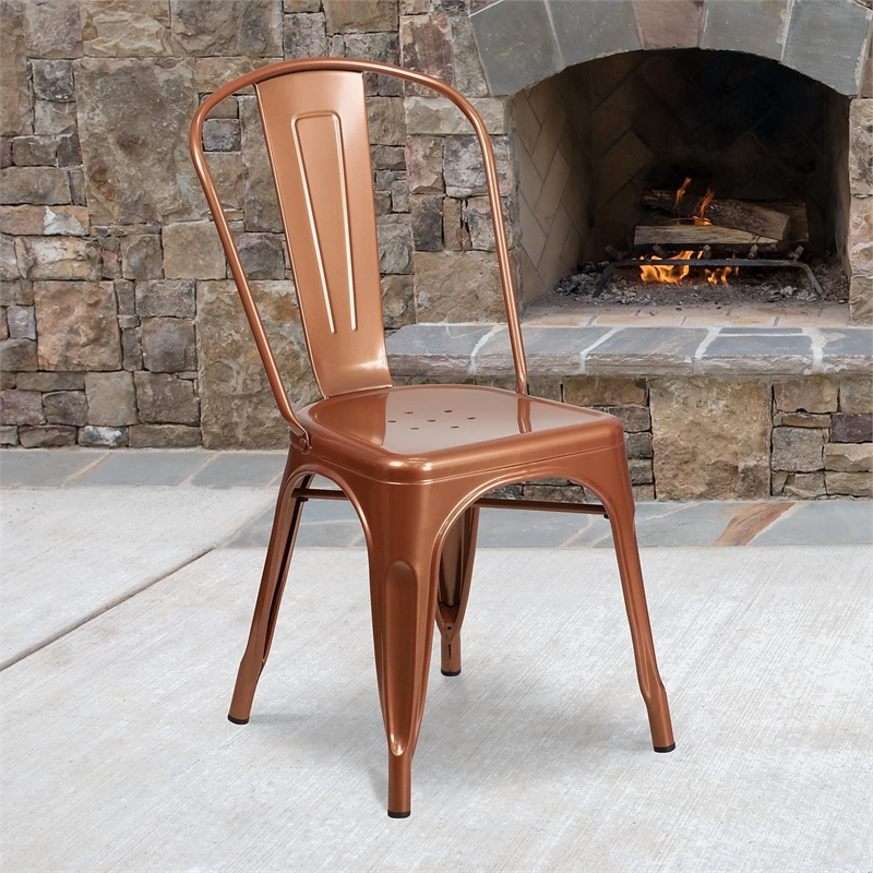 Bowery Hill Metal Dining Chair in Copper