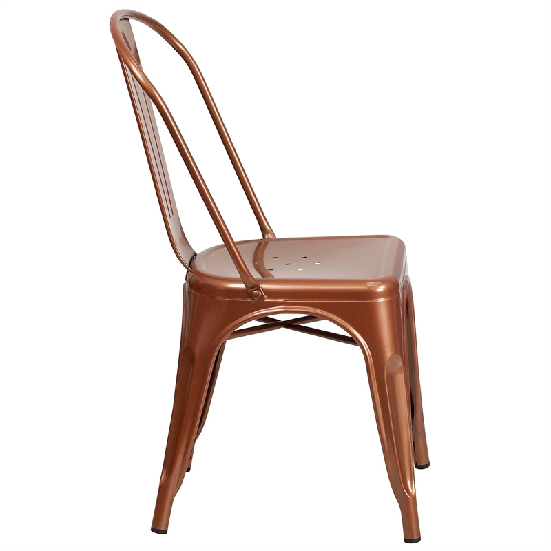 Bowery Hill Metal Dining Chair in Copper