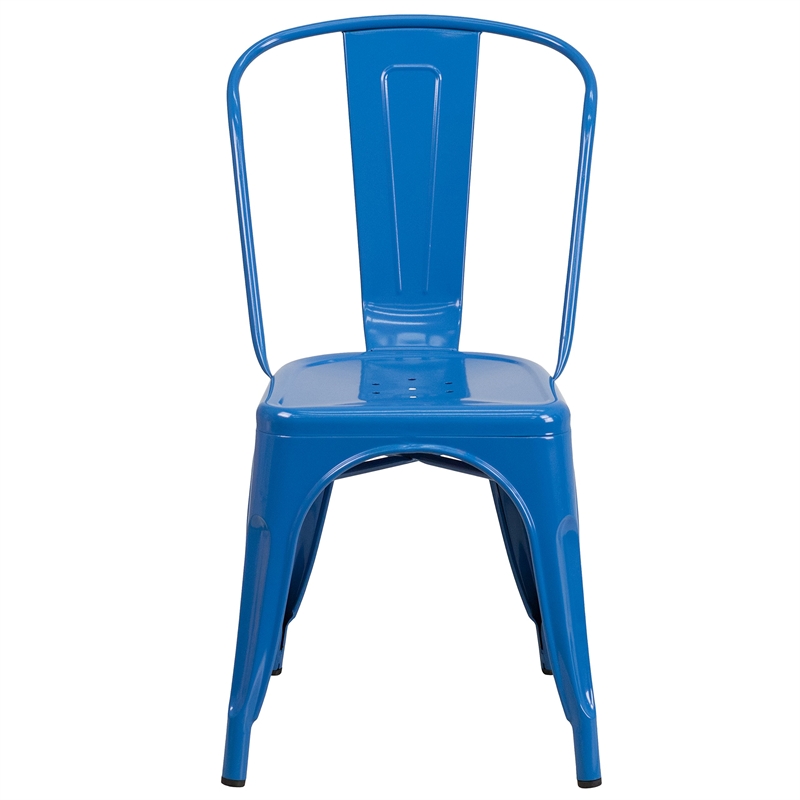 Bowery Hill 5 Piece Square Metal Dining Set in Blue