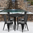 Bowery Hill 5 Piece Square Metal Dining Set in Green