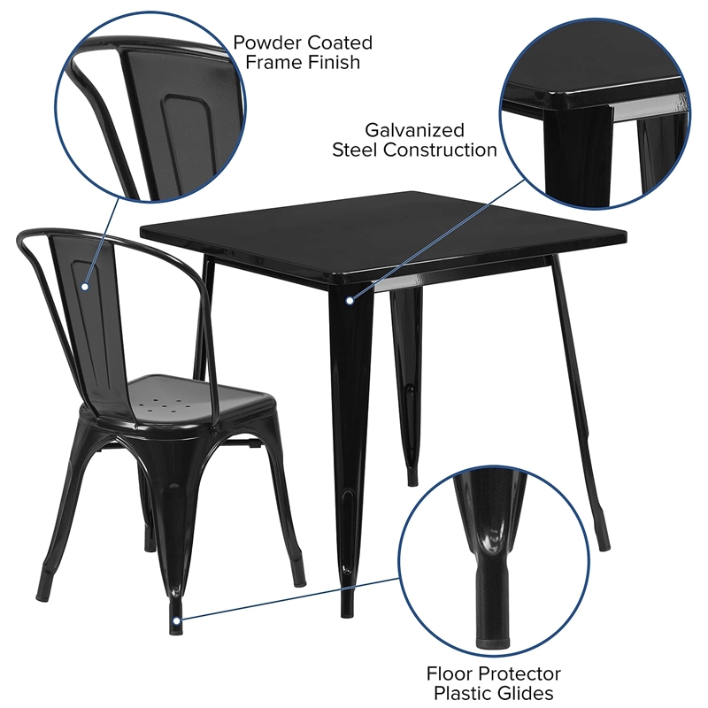 Bowery Hill 5 Piece Square Metal Dining Set in Green