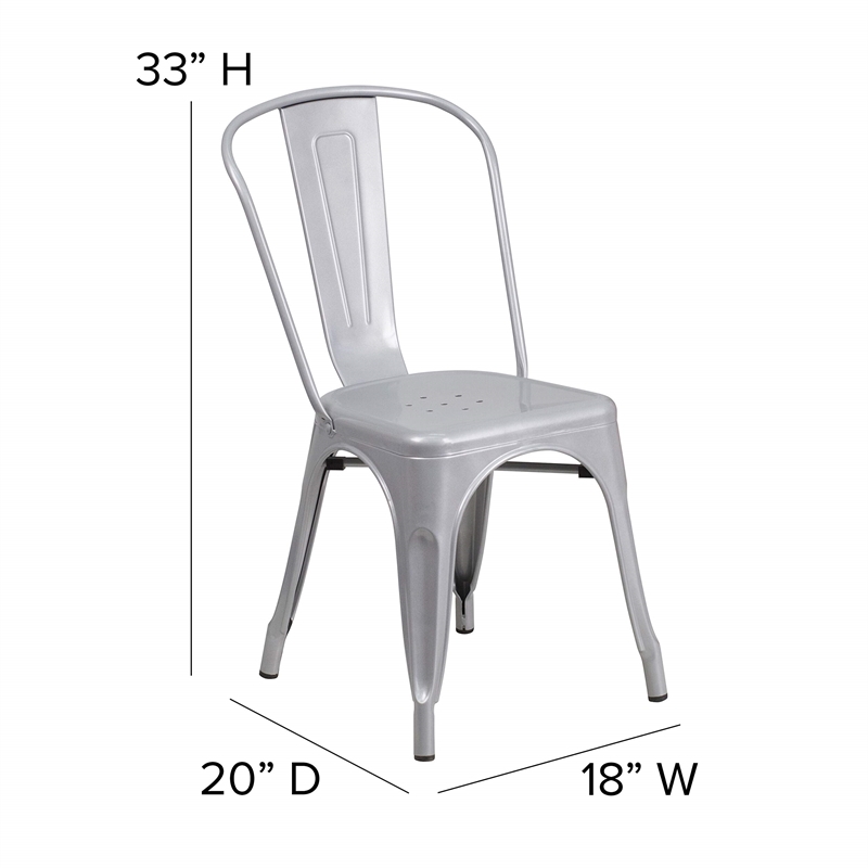 Bowery Hill 5 Piece Square Metal Dining Set in Silver