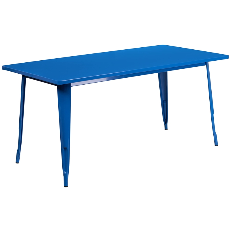Bowery Hill 5 Piece Metal Dining Set in Blue