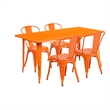 Bowery Hill 5 Piece Metal Dining Set in Orange