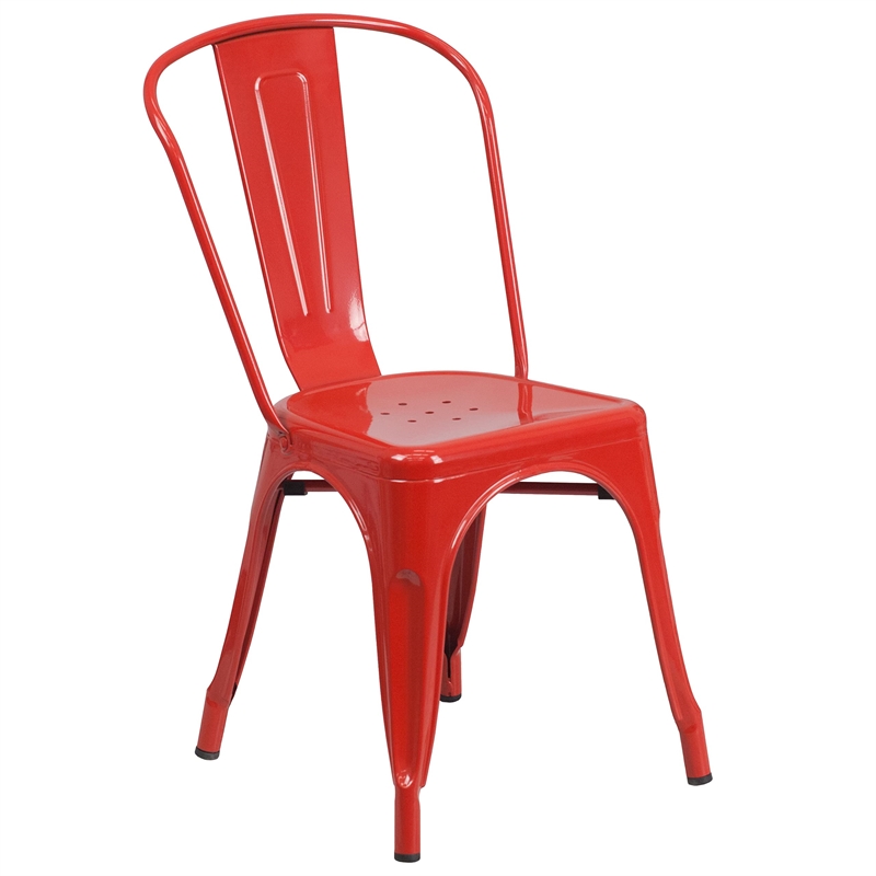 Bowery Hill 5 Piece Metal Dining Set in Red