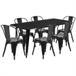 Bowery Hill 7 Piece Metal Dining Set in Blue