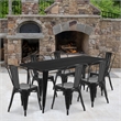 Bowery Hill 7 Piece Metal Dining Set in Blue