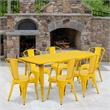 Bowery Hill 7 Piece Metal Dining Set in Yellow