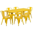 Bowery Hill 7 Piece Metal Dining Set in Yellow