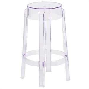 Bowery Hill 25.75&quot Mid Century Plastic Counter Stool in Crystal Clear