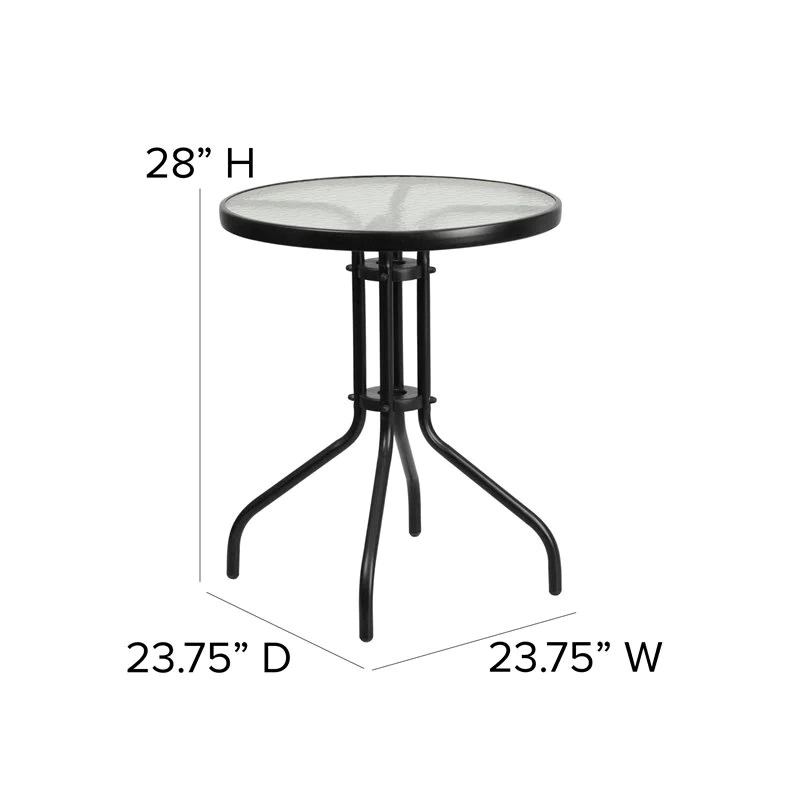 Bowery Hill 3 Piece Rattan/Metal Round Patio Bistro Set in Black