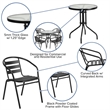 Bowery Hill 5 Piece Metal/Glass Round Patio Dining Set in Black
