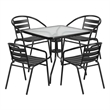 Bowery Hill 5 Piece Metal/Glass Square Patio Dining Set in Black
