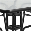 Bowery Hill 5 Piece Metal/Glass Square Patio Dining Set in Black