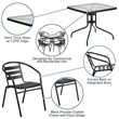 Bowery Hill 5 Piece Metal/Glass Square Patio Dining Set in Black