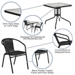 Bowery Hill 2 Piece Rattan/Glass Square Patio Dining Set in Black