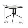 Bowery Hill 2 Piece Rattan/Glass Square Patio Dining Set in Black