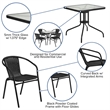 Bowery Hill 5 Piece Rattan/Glass Square Patio Dining Set in Black
